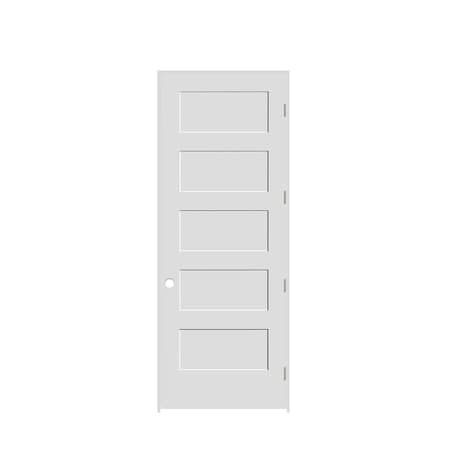 Codel Doors 34" x 96" x 1-3/8" Primed 5-Panel Equal Panel Interior Shaker 6-9/16" LH Prehung Door 2180pri8405LH156916